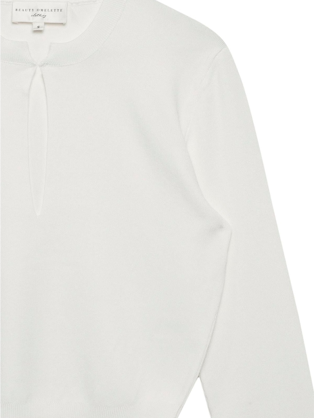 BEAUTY OMELETTE Off-White Teardrop-neckline Crop Top - Picture 8 of 9